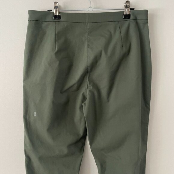 Kit And Ace Mid Rise Straight Leg Flat Front Casual Trouser Pants Army Green 10 - Picture 4 of 9